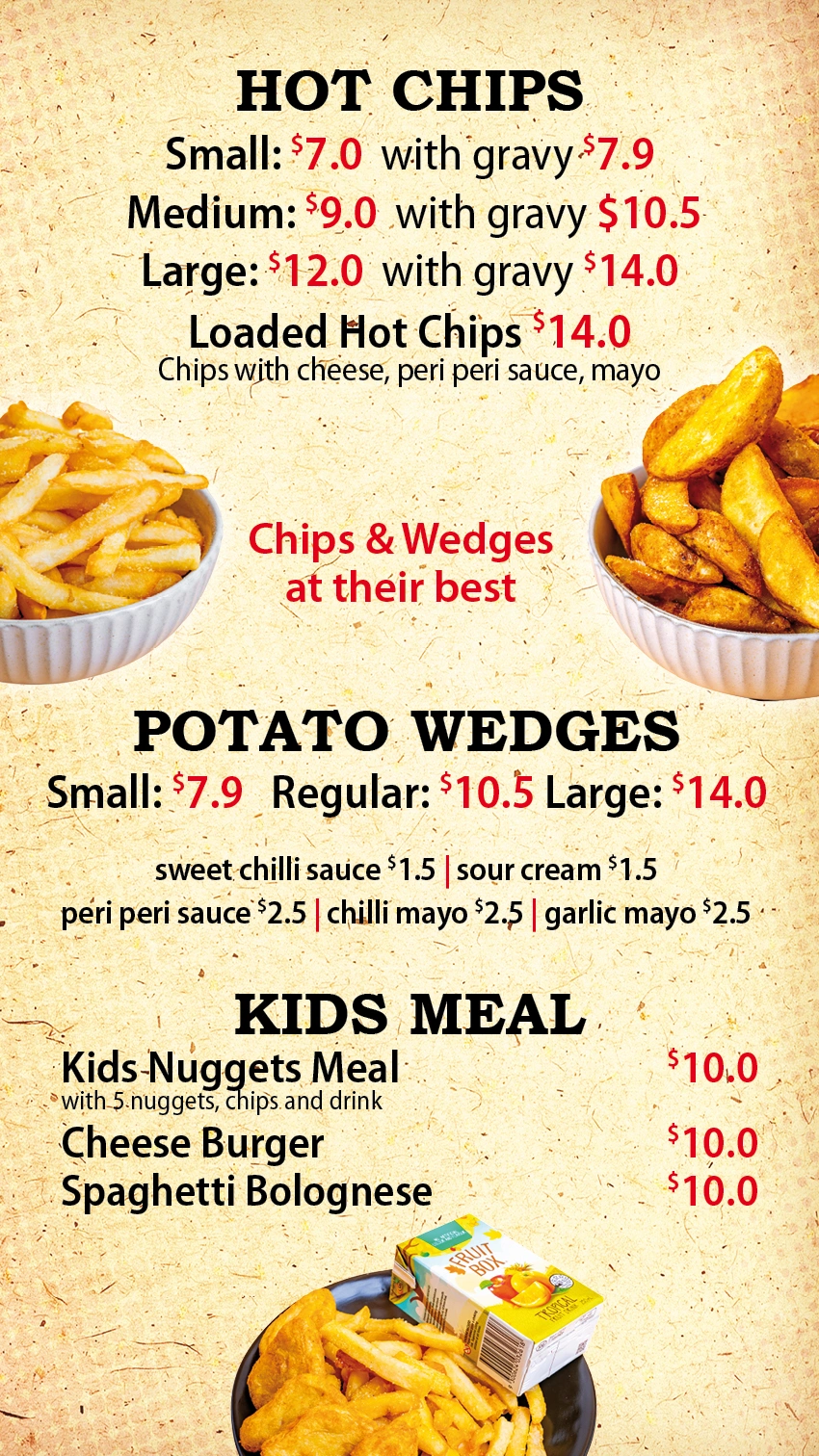 Phat Chicken menu | Hot chips