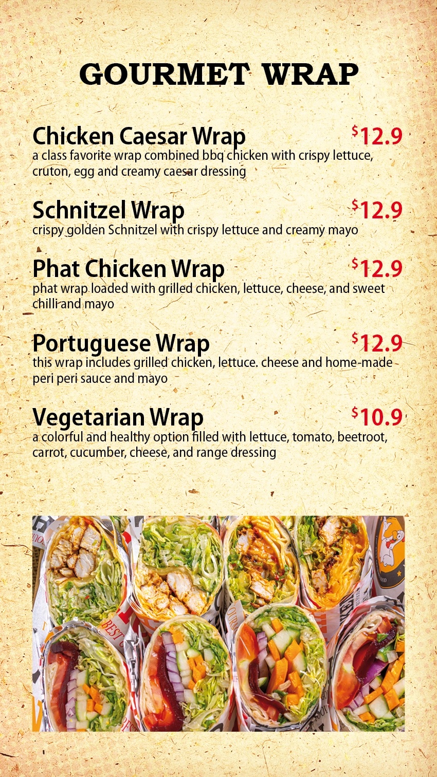 Phat Chicken menu | Groumet wrap
